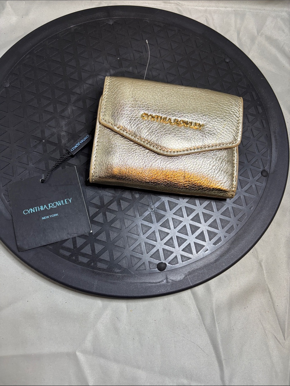 Cynthia Rowley Metallic Gold Compact Trifold Wallet